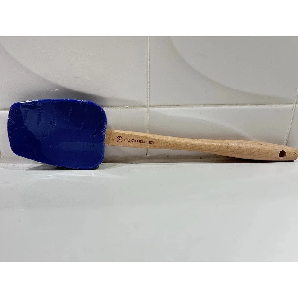 Le Creuset Silicone Craft Series Spatula Wood Handle Cobalt Blue Utensil